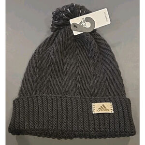 Adidas Twilight 4 Ballie Womens White Black Pom Knit Beanie Hat OSFM NWT (C-31
